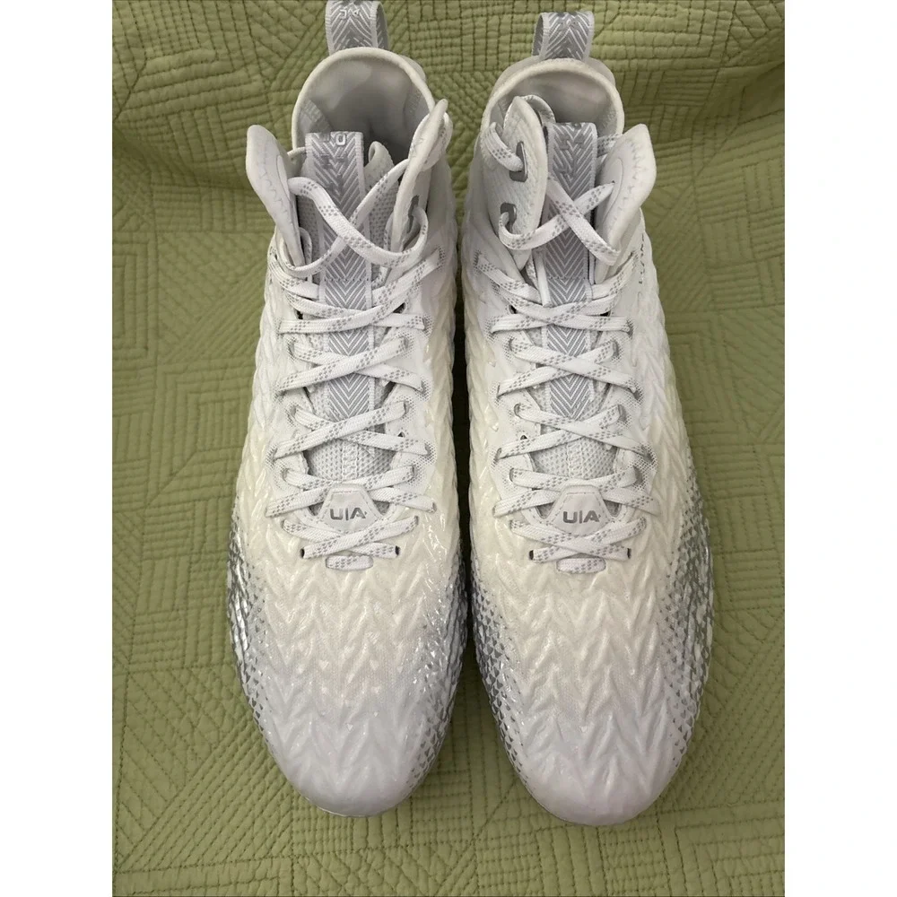 Under Armour UA Clone Football Cleats White Silver Men's Size 13 3024097-046